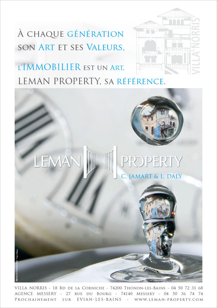 publicité et flyer A5 pour  agence immobilière LEMAN PROPERTY