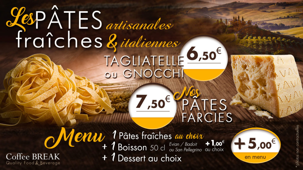 "panneau écran Gaufre" (menu board) pour Coffee Break